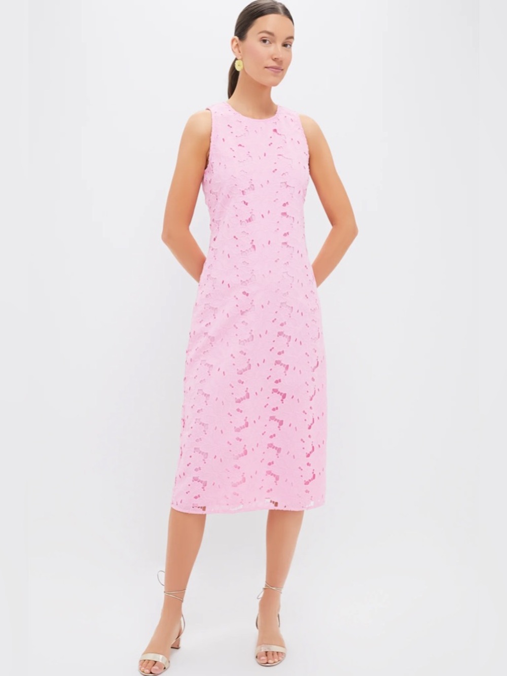 HYACINTH HOUSE Carnation Pink Eyelet Evelyn Midi Dress Size Small NWOT